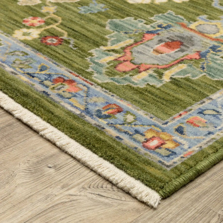 Oriental Weavers Sphinx LUCCA 2863E Green Floral Rugs - corner detail