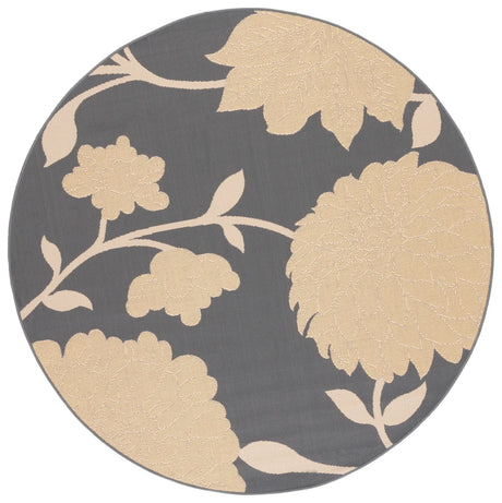 Safavieh Courtyard 5'-3" x 5'-3" Rug in Anthracite / Beige