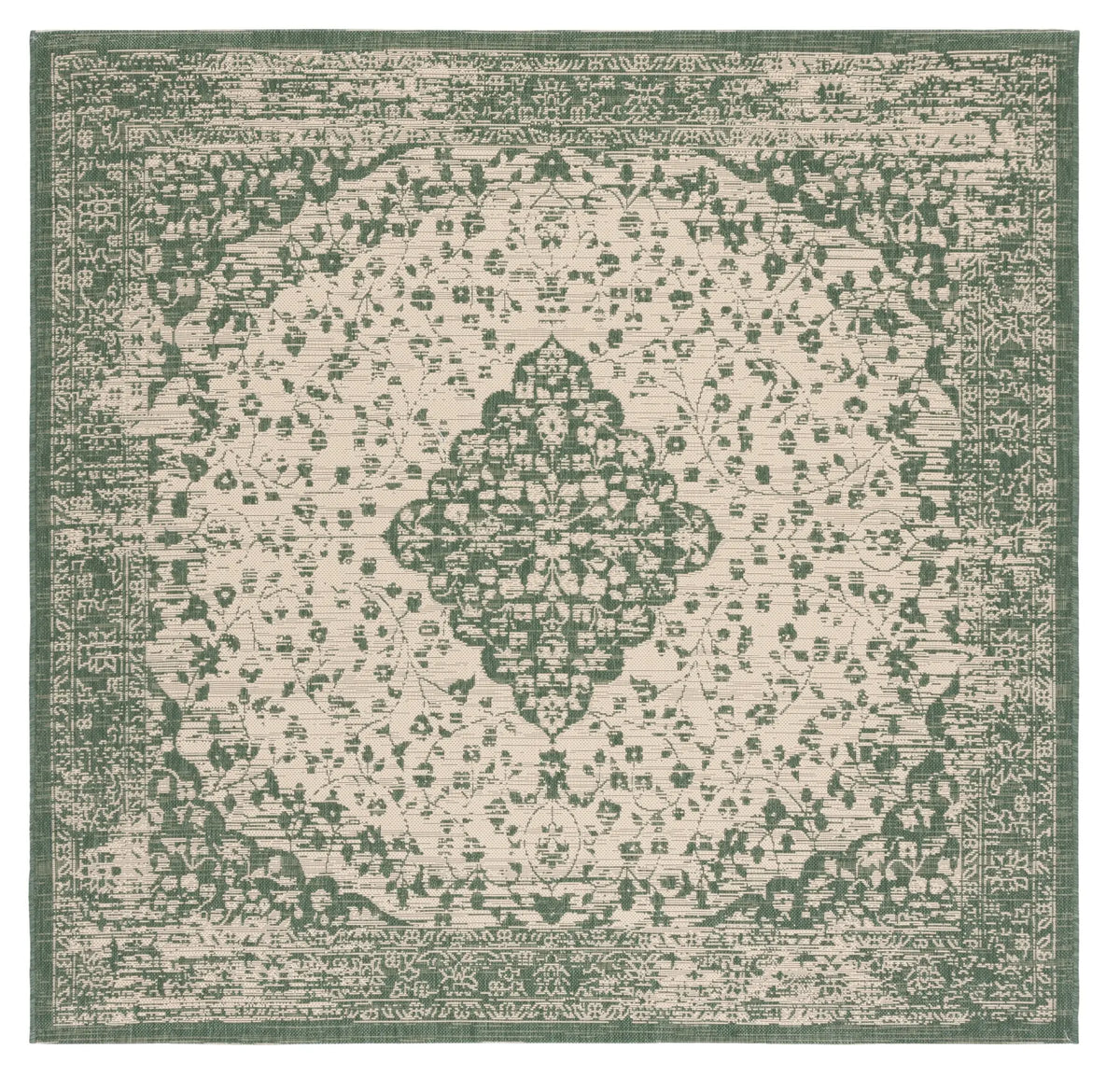Safavieh Courtyard 6'-7" x 6'-7" Rug in Beige / Dark Green