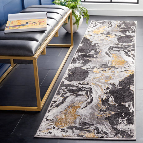 Safavieh Amelia 2'-0" x 8'-0" Rug in Charcoal / Gold