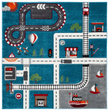 Safavieh Carousel Kids 100 5'-3" x 5'-3" Rug in Turquoise / Ivory