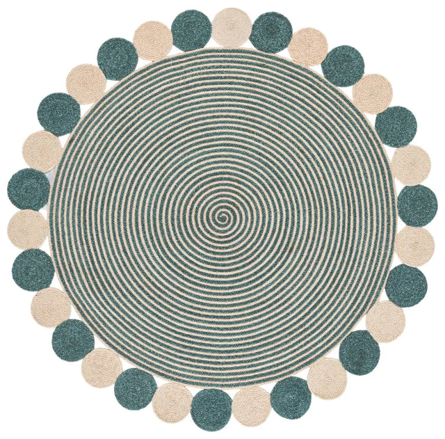 Safavieh Braided 5'-0" x 5'-0" Rug in Turquoise / Peach