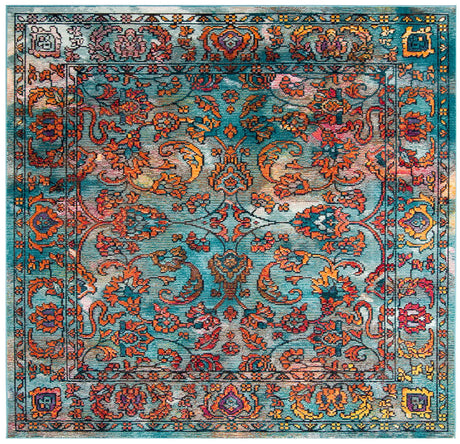 Safavieh Crystal 7'-0" x 7'-0" Rug in Light Blue / Orange