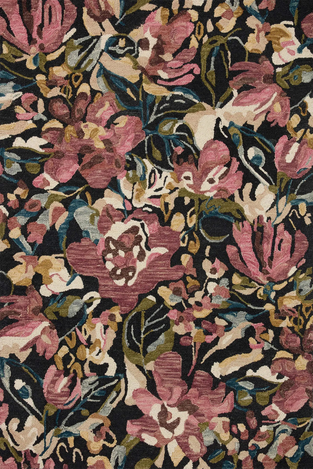 Loloi Belladonna Blm-01 Black/Berry Rug - main flat