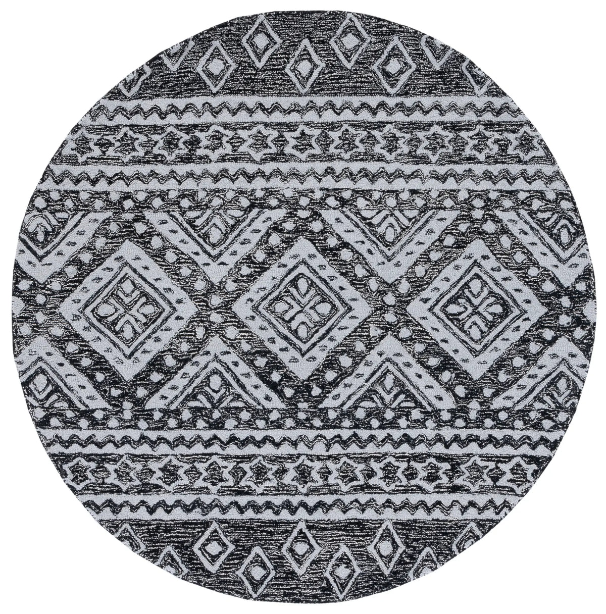 Safavieh Micro-Loop 5'-0" x 5'-0" Rug in Black / Grey