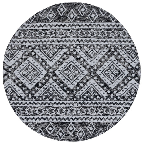 Safavieh Micro-Loop 5'-0" x 5'-0" Rug in Black / Grey