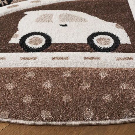 Safavieh Carousel Kids 100 6'-7" x 6'-7" Rug in Brown / Beige