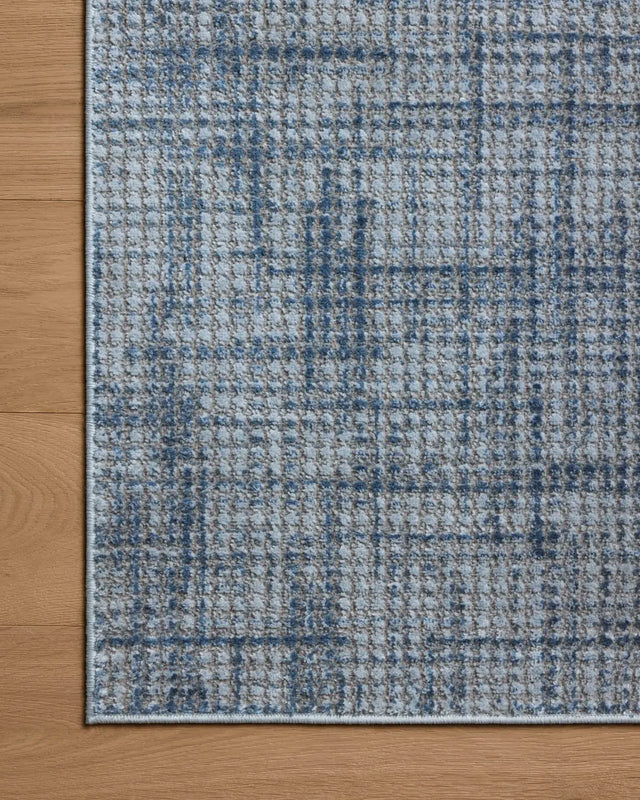 Loloi Townes TOW-08 Grey / Denim Rug - corner on wood