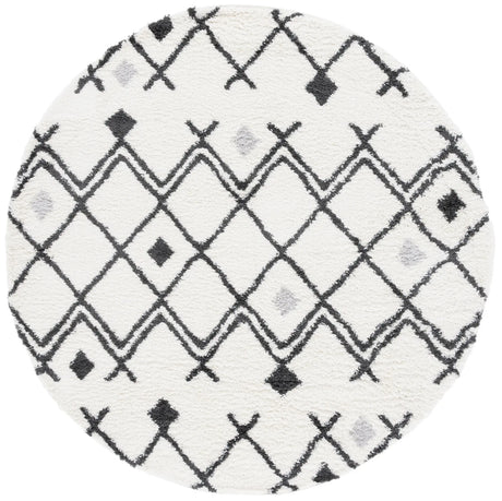 Safavieh Berber Shag 6'-7" x 6'-7" Rug in Ivory / Dark Grey