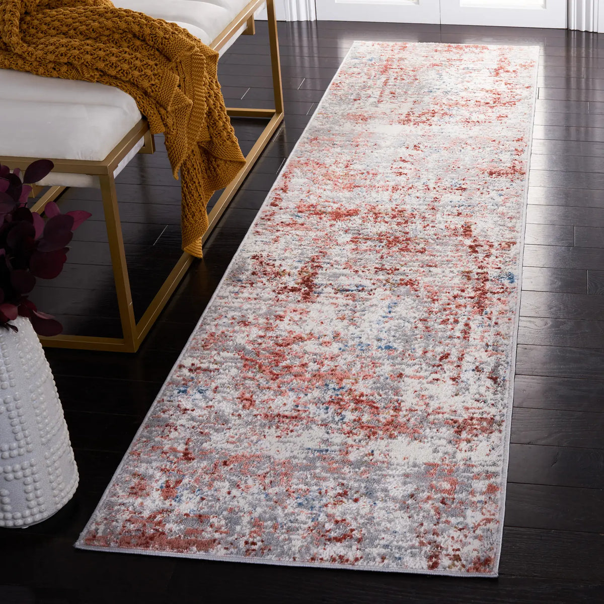 Safavieh Shivan 100 2'-2" x 8'-0" Rug in Ivory / Rust