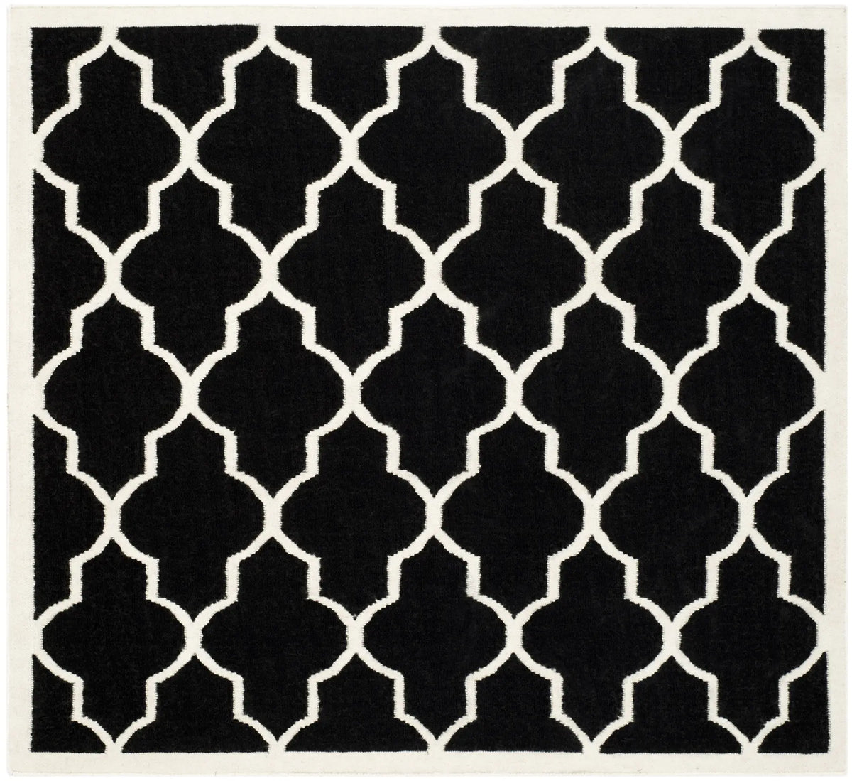 Safavieh Dhurries 6'-0" x 6'-0" Rug in Black / Ivory