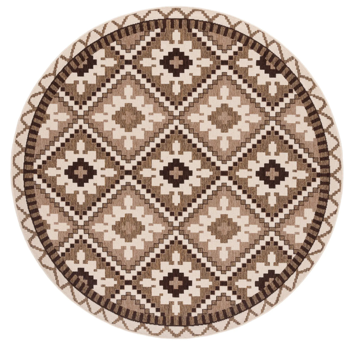 Safavieh Veranda 6'-7" x 6'-7" Rug in Creme / Brown