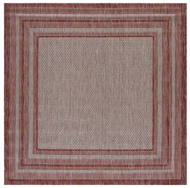 Safavieh Courtyard 6'-7" x 6'-7" Rug in Grey / Red