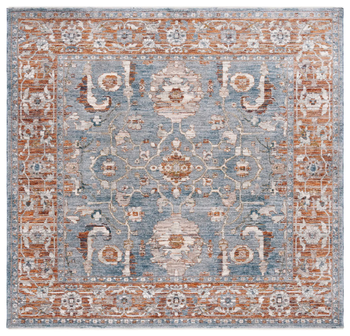Safavieh Heirloom 700 6'-3" x 6'-3" Rug in Grey / Blue Rust