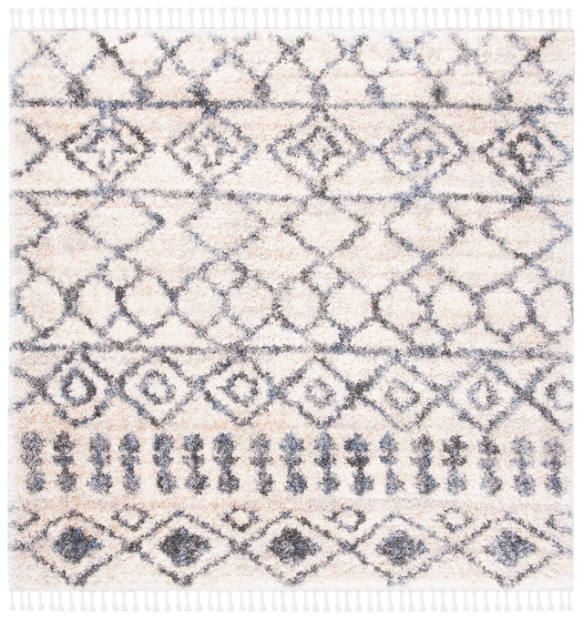 Safavieh Berber Fringe Shag 6'-7" x 6'-7" Rug in Cream / Grey