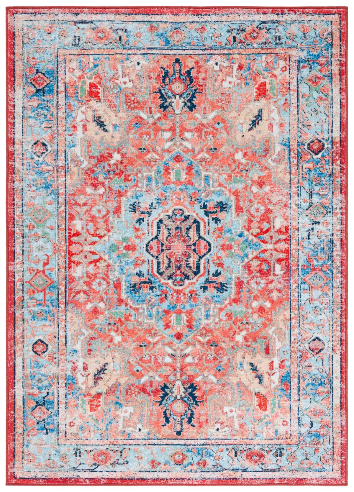 Safavieh Riviera 4'-5" x 6'-5" Rug in Light Blue / Red