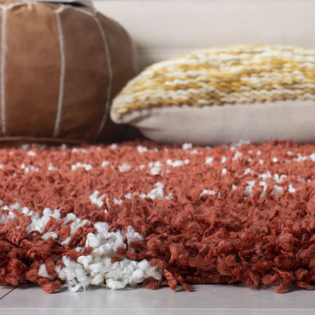 Safavieh Pro Lux Shag 400 4'-0" x 6'-0" Rug in Rust / Creme