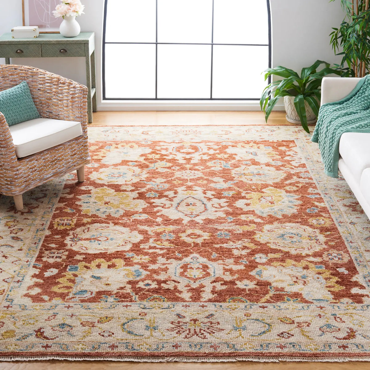 Safavieh Samarkand 10'-0" x 14'-0" Rug in Rust / Beige