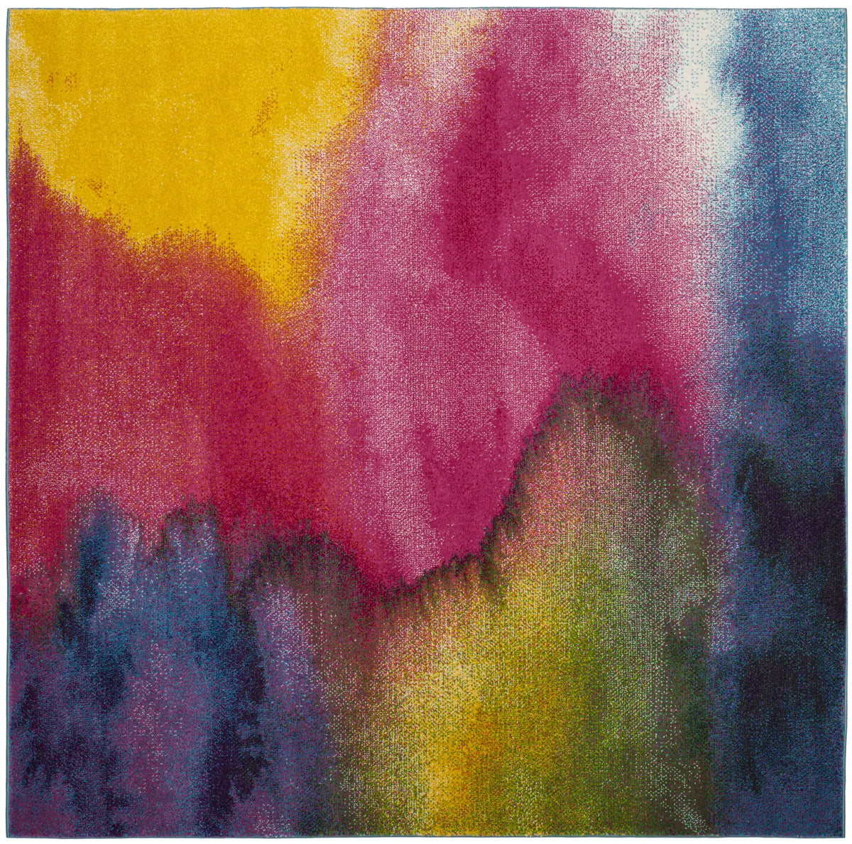 Safavieh Watercolor 6'-7" x 6'-7" Rug in Green / Fuchsia