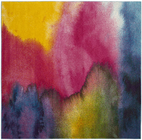 Safavieh Watercolor 6'-7" x 6'-7" Rug in Green / Fuchsia