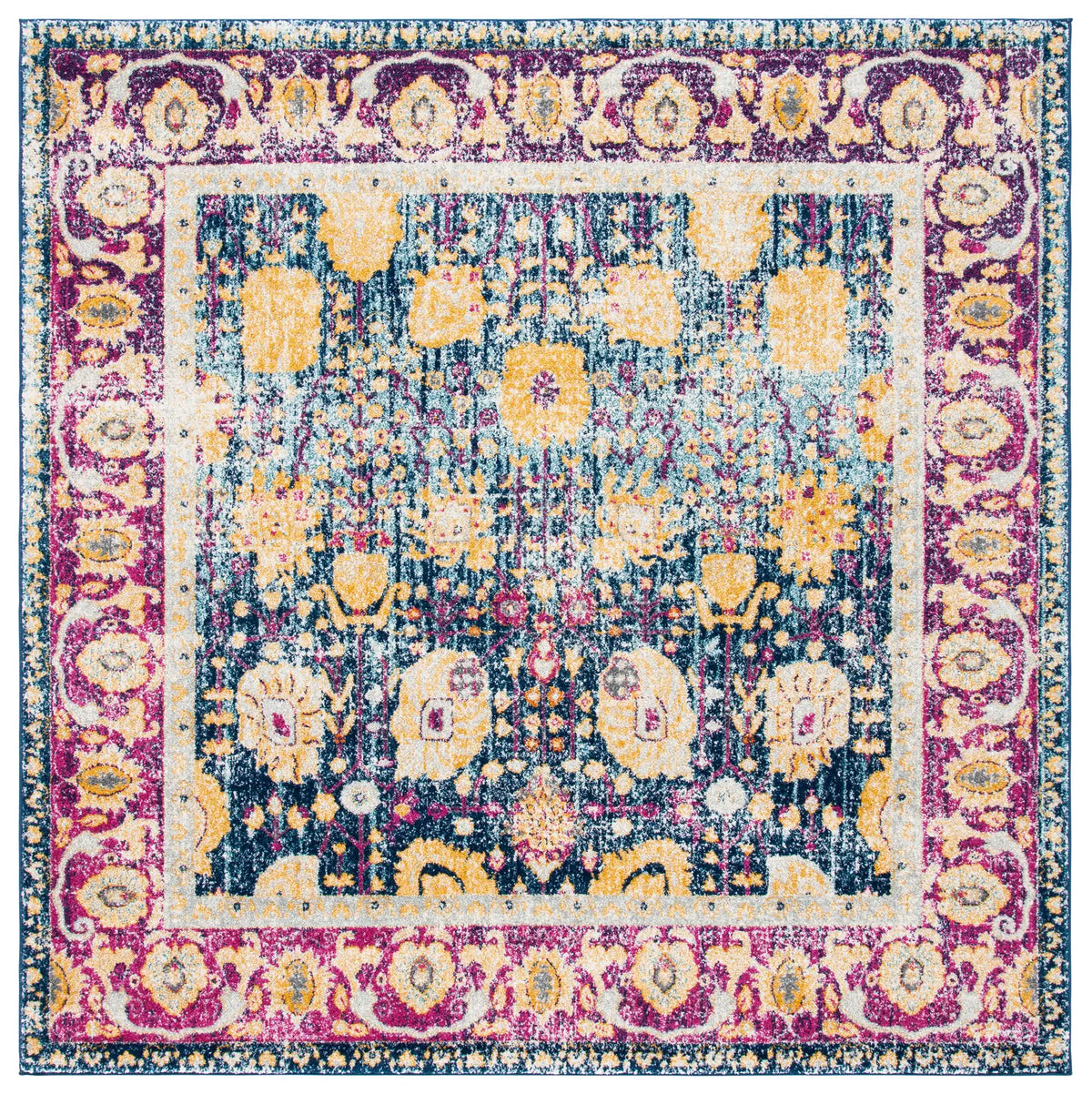 Safavieh Granada 6'-7" x 6'-7" Rug in Blue / Fuchsia