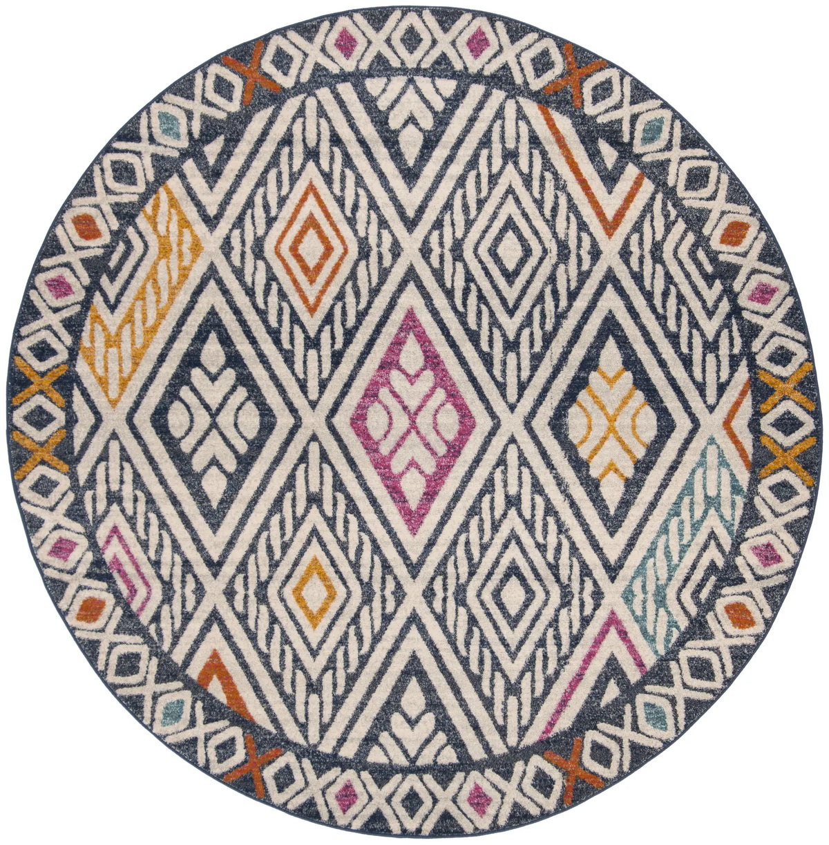 Safavieh Evoke 6'-7" x 6'-7" Rug in Navy / Ivory