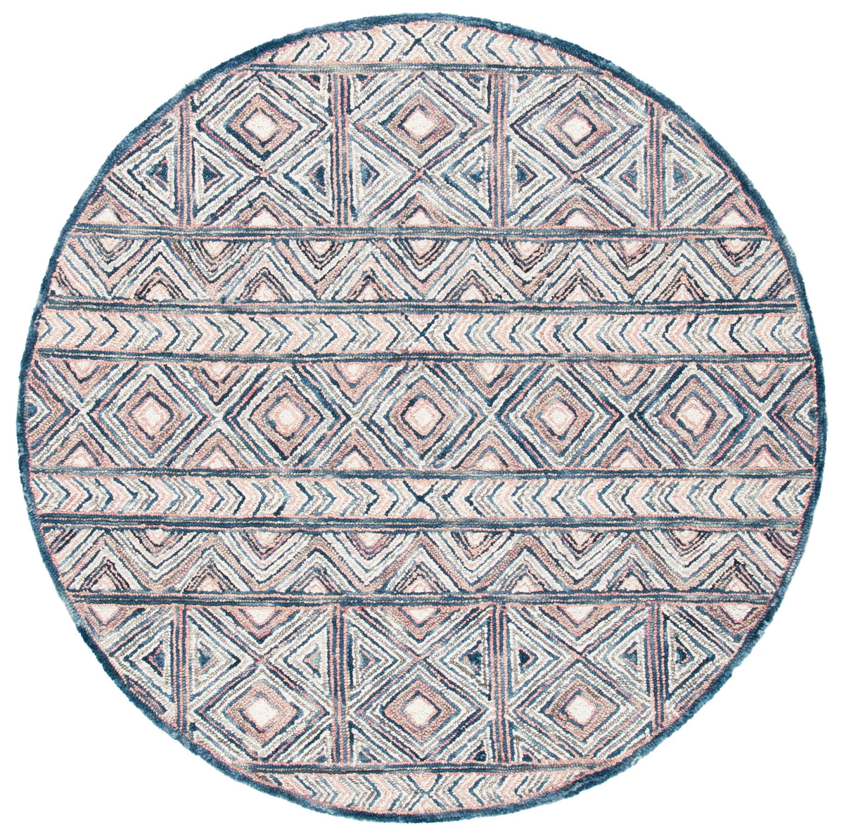 Safavieh Micro-Loop 5'-0" x 5'-0" Rug in Pink / Blue