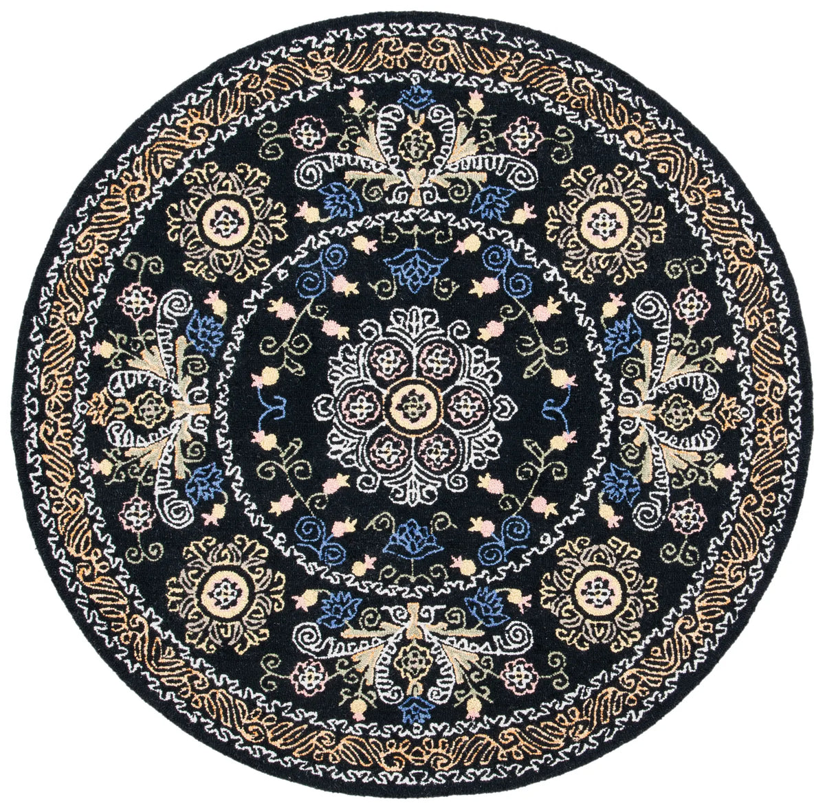 Safavieh Micro-Loop 5'-0" x 5'-0" Rug in Black / Green