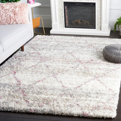 Safavieh Fontana Shag  800 4'-0" x 6'-0" Rug in Pink / Ivory