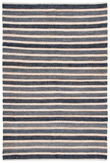 Safavieh Striped Kilim 4'-0" x 6'-0" Rug in Charcoal / Ivory