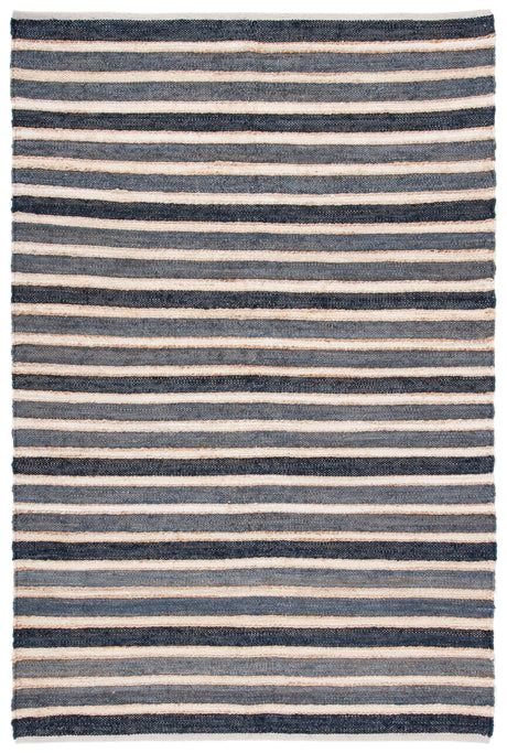 Safavieh Striped Kilim 4'-0" x 6'-0" Rug in Charcoal / Ivory