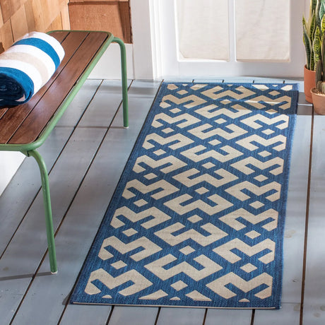 Safavieh Courtyard 2'-3" x 10'-0" Rug in Navy / Beige