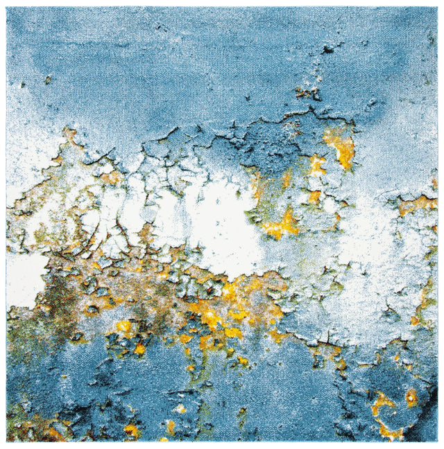Safavieh Glacier 6'-7" x 6'-7" Rug in Blue / Gold
