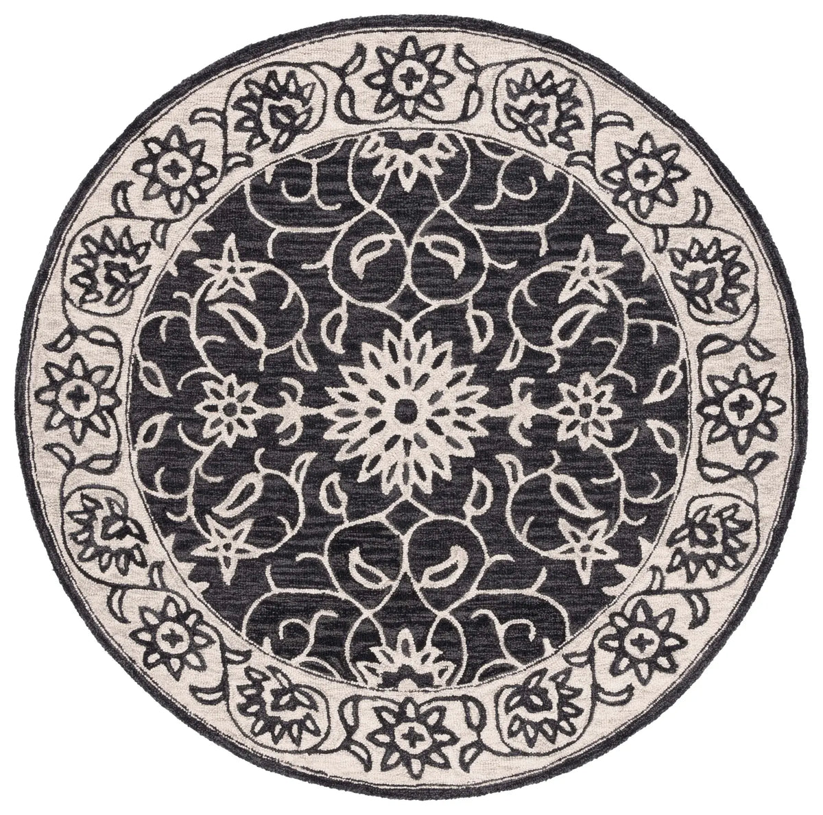 Safavieh Jardin 6'-0" x 6'-0" Rug in Black / Ivory