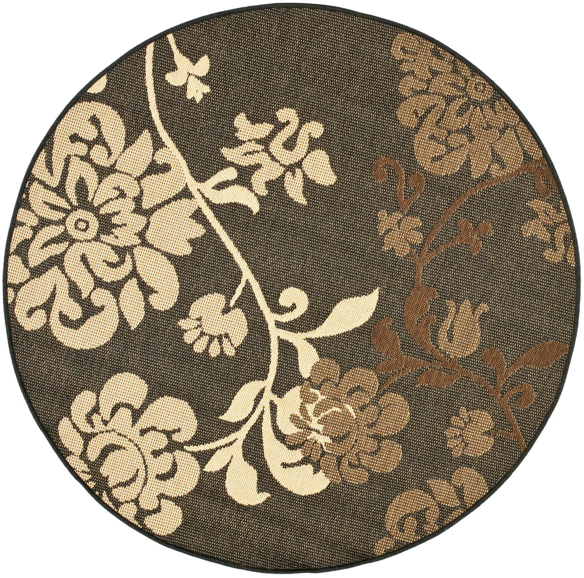 Safavieh Courtyard 5'-3" x 5'-3" Rug in Black Natural / Brown