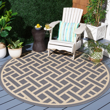 Safavieh Courtyard 6'-7" x 6'-7" Rug in Anthracite / Light Beige