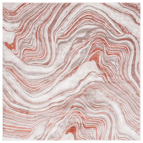 Safavieh Meadow 500 6'-7" x 6'-7" Rug in Rust / Ivory