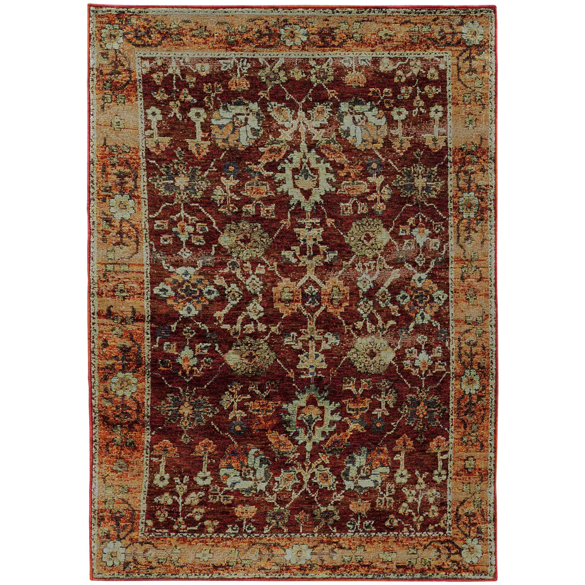 Oriental Weavers Sphinx Andorra 7154A Red/Gold Rugs - main flat