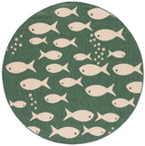 Safavieh Courtyard 5'-3" x 5'-3" Rug in Dark Green / Ivory