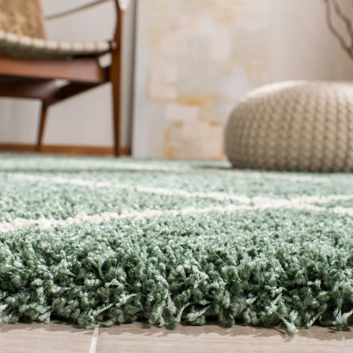 Safavieh Hudson Shag 4'-0" x 6'-0" Rug in Green / Ivory