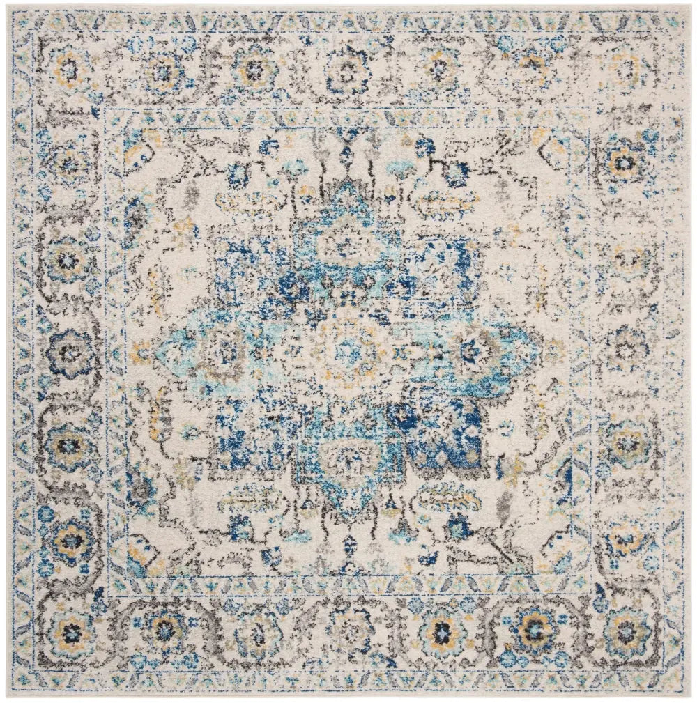 Safavieh Madison 6'-7" x 6'-7" Rug in Turquoise / Ivory