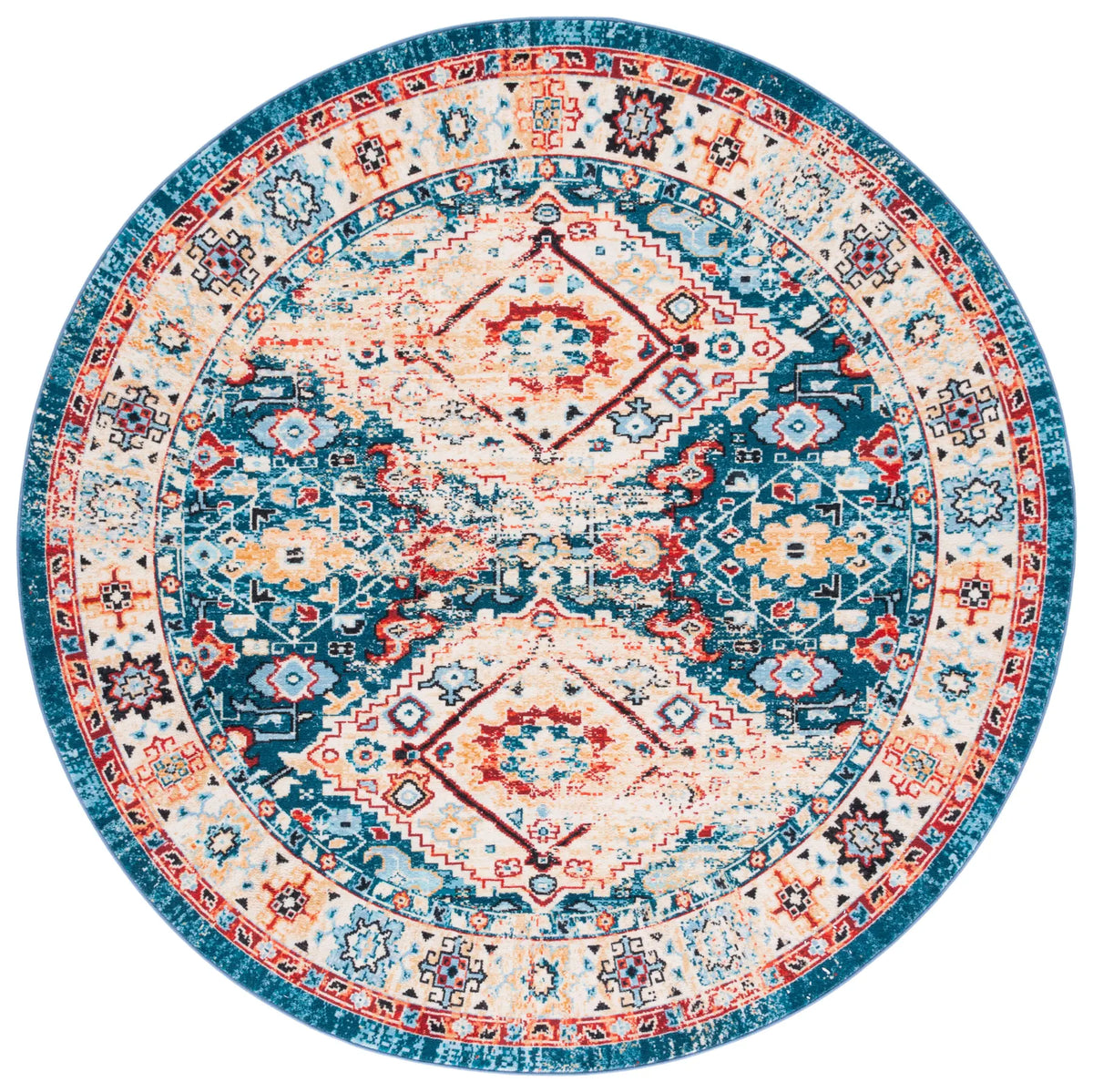 Safavieh Riviera 6'-7" x 6'-7" Rug in Blue / Gold