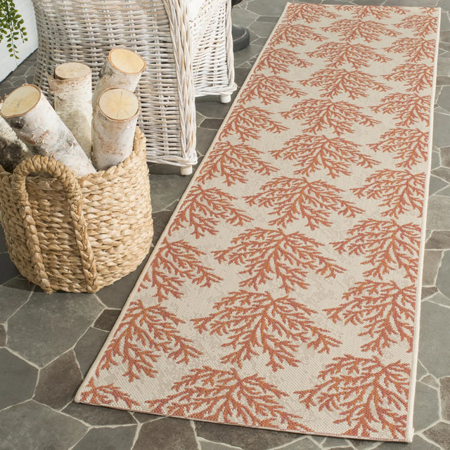 Safavieh Courtyard 2'-3" x 8'-0" Rug in Beige / Terracotta