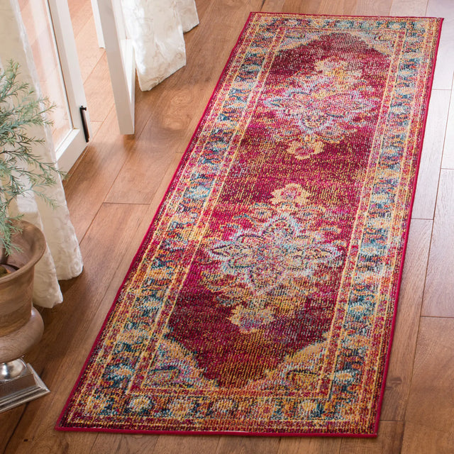 Safavieh Crystal 2'-2" x 7'-0" Rug in Ruby / Navy