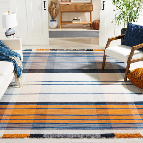 Safavieh Striped Kilim 6'-0" x 9'-0" Rug in Orange / Blue