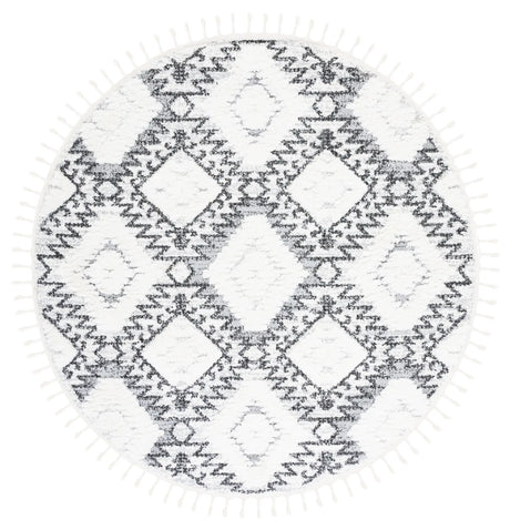 Safavieh Moroccan Tassel Shag 6'-7" x 6'-7" Rug in Ivory / Grey
