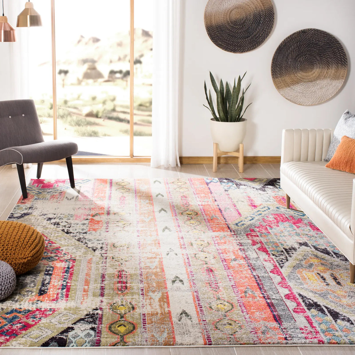 Safavieh Monaco 10'-0" x 14'-0" Rug in Light Grey / Multi
