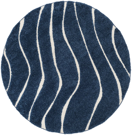 Safavieh Florida Shag 5'-0" x 5'-0" Rug in Dark Blue / Cream