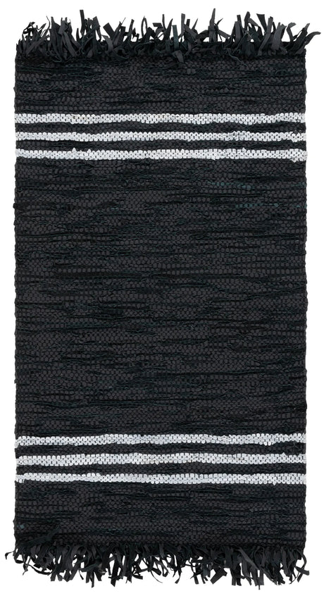 Safavieh Vintage Leather 3'-0" x 5'-0" Rug in Black / Ivory
