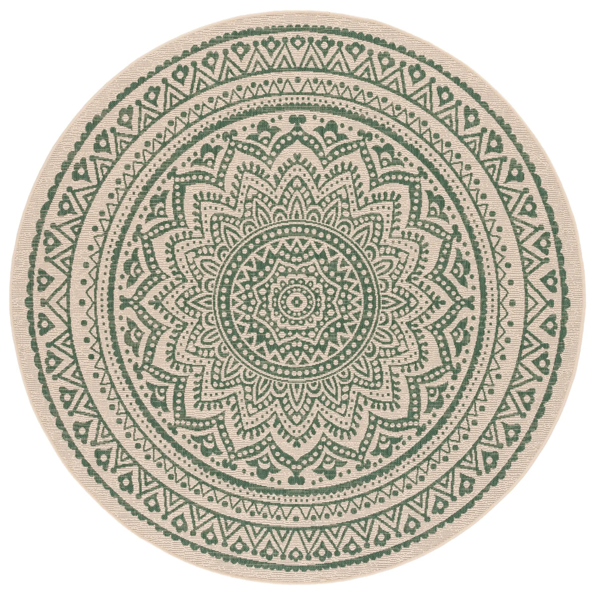 Safavieh Courtyard 6'-7" x 6'-7" Rug in Beige / Dark Green